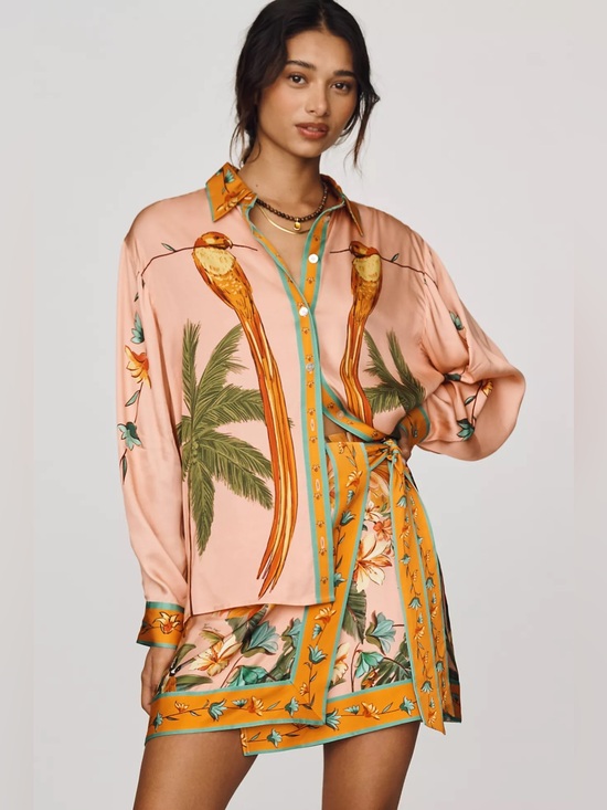 FARM Rio Dresses & Skirts - FARM Rio Birds Blouse + Mini Skirt Set in Canto Dos Passaros Print
